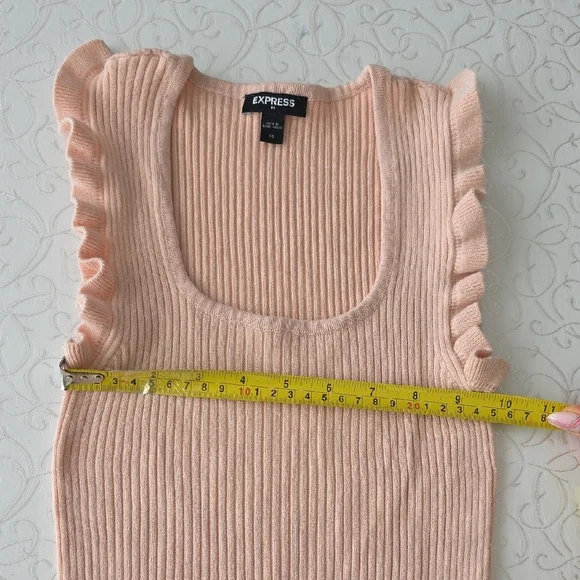 Express Pink Ribbed Ruffle Tank Top - Picture 5 of 7